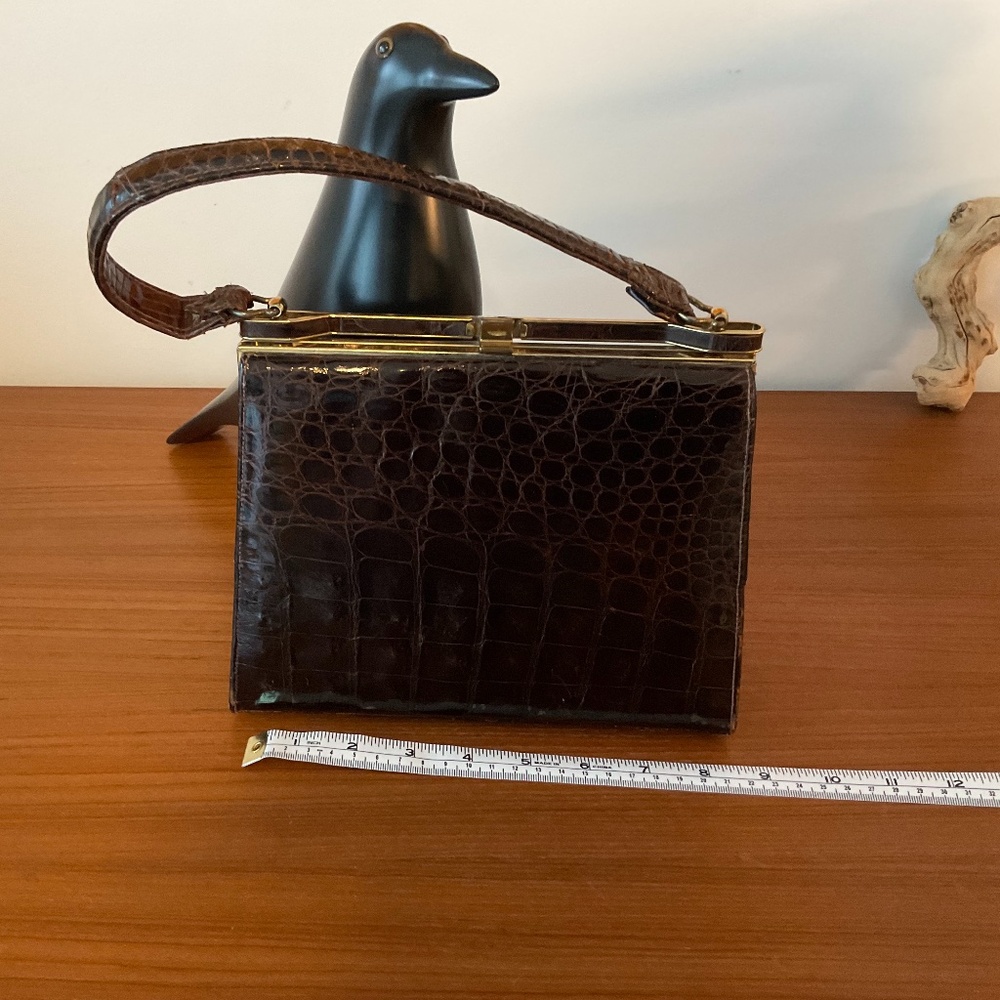 Vintage Alligator Handbag in Brown